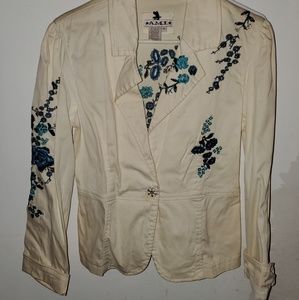 White with blue flowers jacket